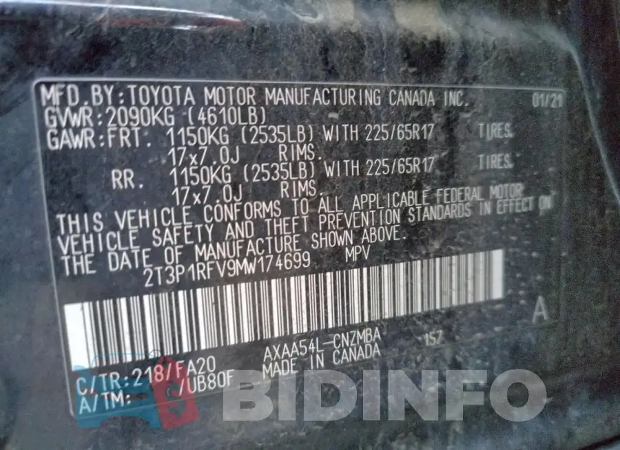 2T3P1RFV9MW174699 Photo# 13