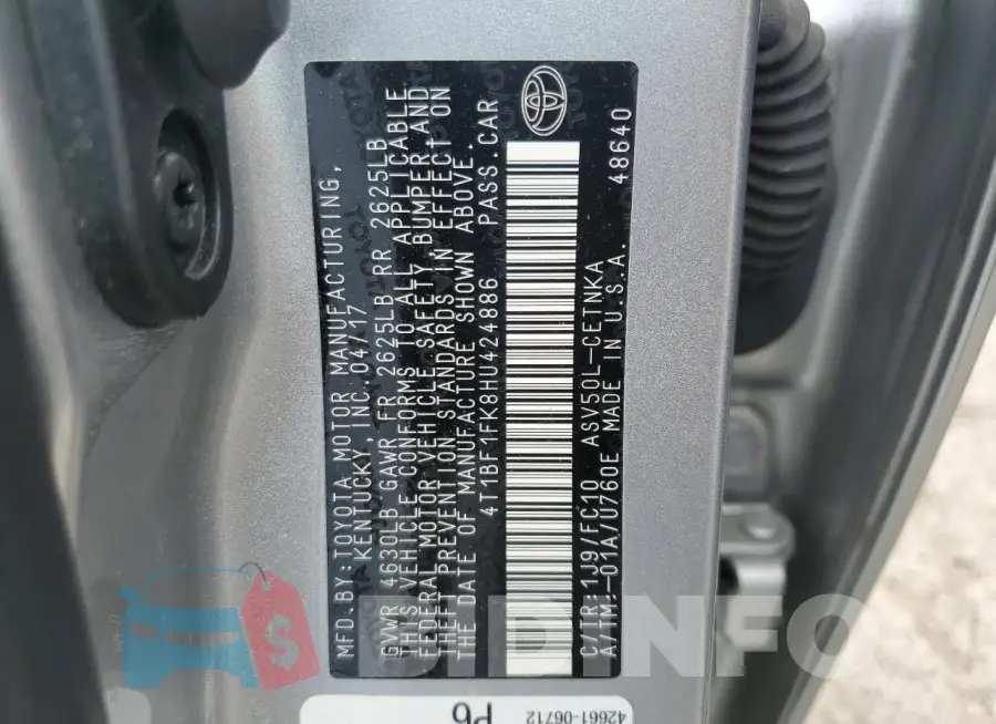 4T1BF1FK8HU424886 Photo# 12