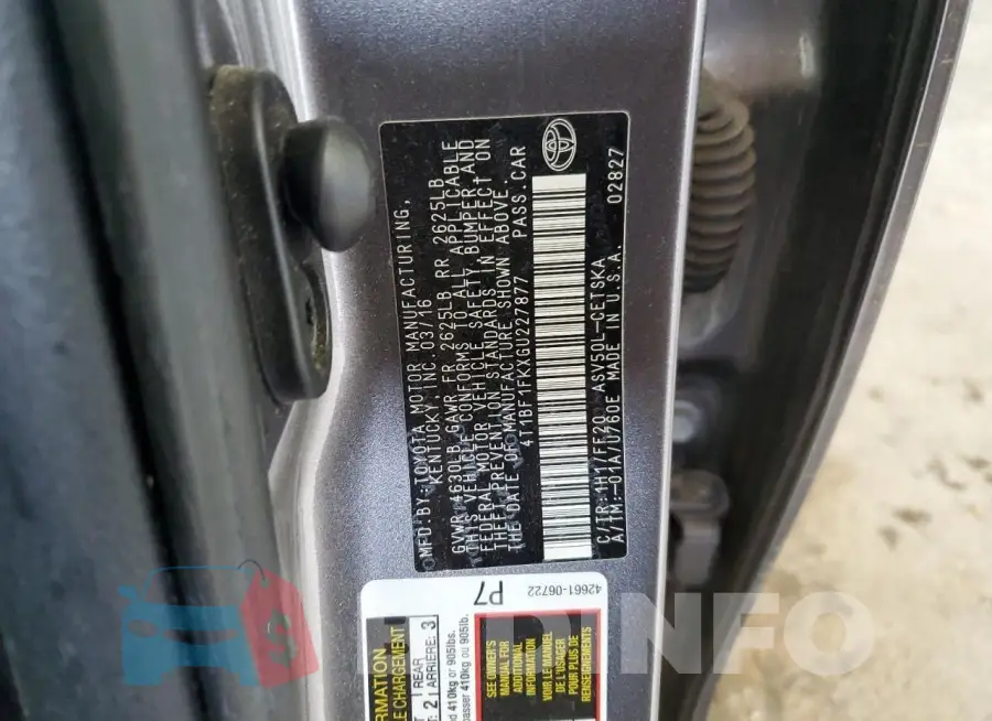 4T1BF1FKXGU227877 Photo# 12