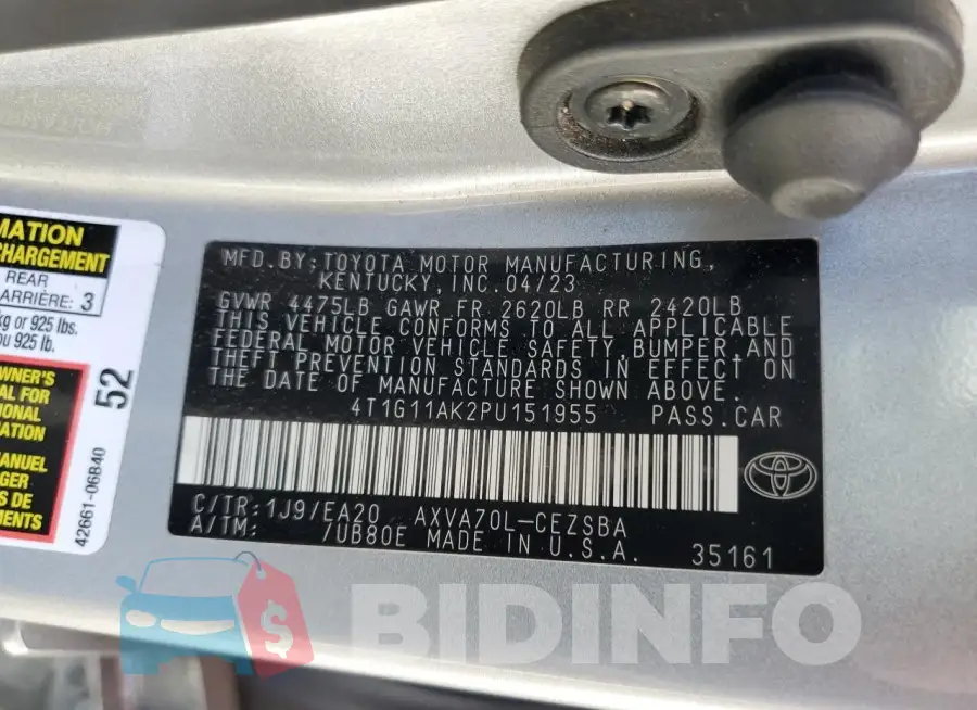 4T1G11AK2PU151955 Photo# 12