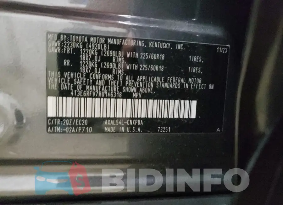4T3E6RFV7RU146318 Photo# 14