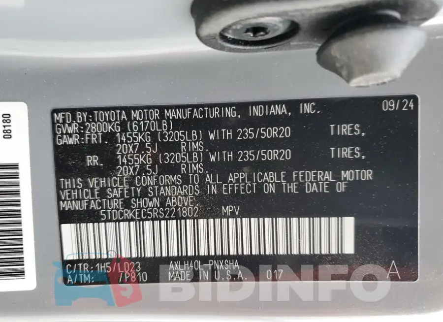 5TDCRKEC5RS221802 Photo# 13