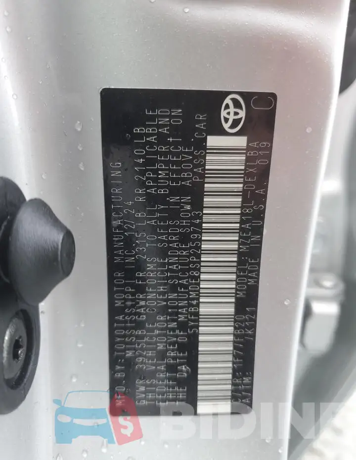 5YFB4MDE8SP259743 Photo# 12