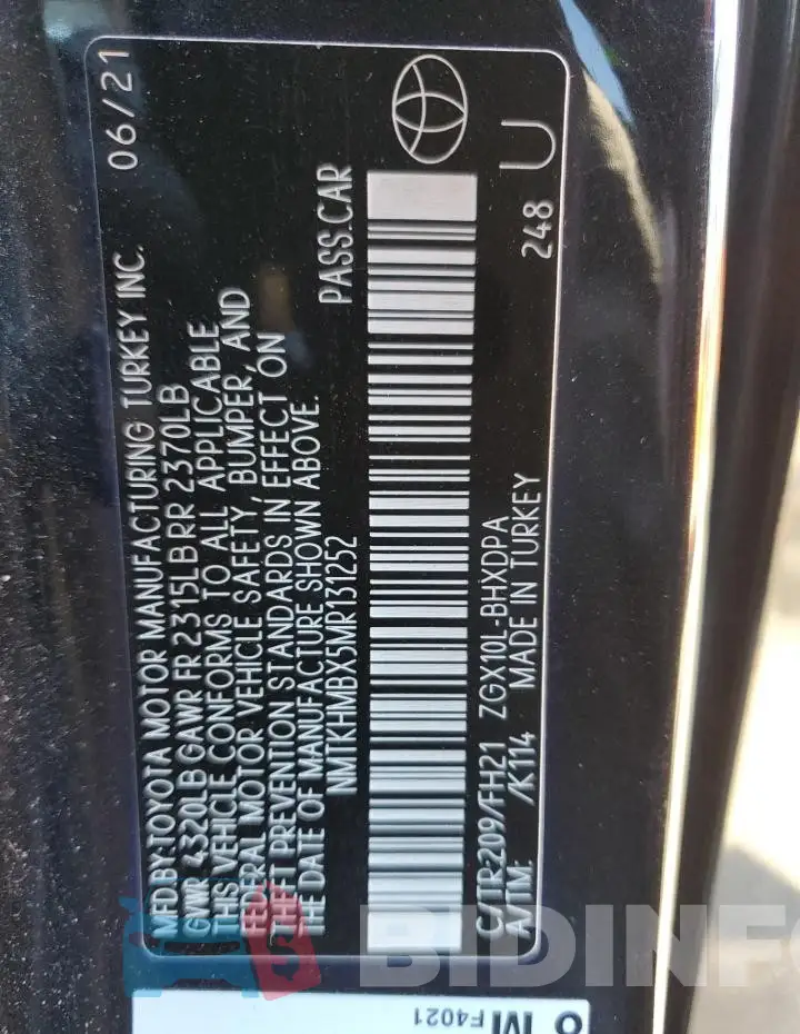 NMTKHMBX5MR131252 Photo# 12