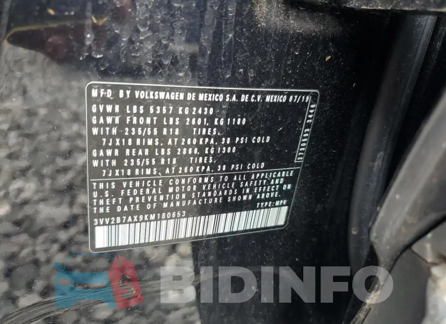3VV2B7AX9KM180653 Photo# 13