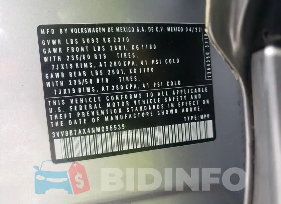 3VV8B7AX4NM095539 Photo# 13