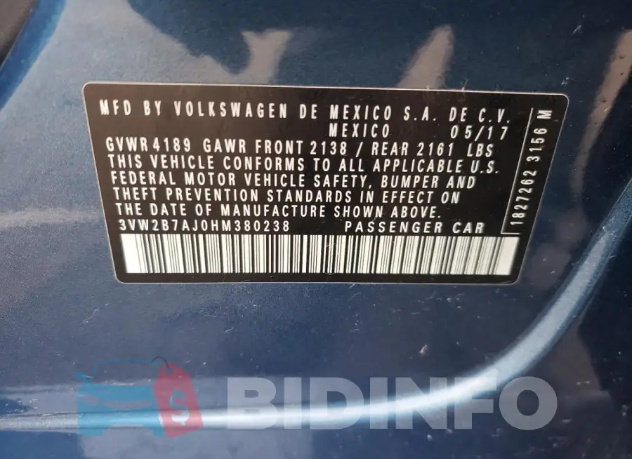3VW2B7AJ0HM380238 Photo# 12