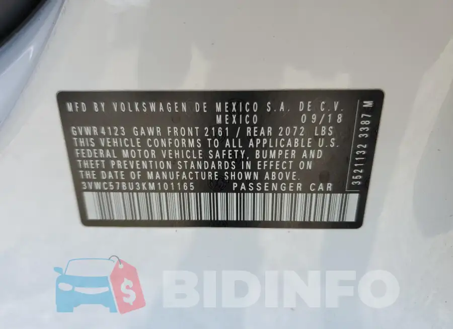3VWC57BU3KM101165 Photo# 12