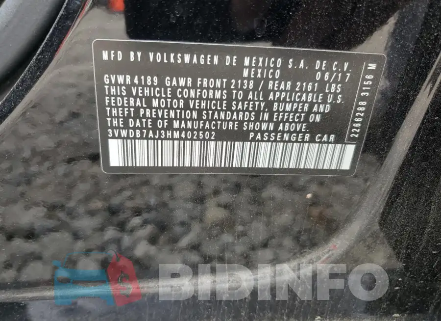 3VWDB7AJ3HM402502 Photo# 13