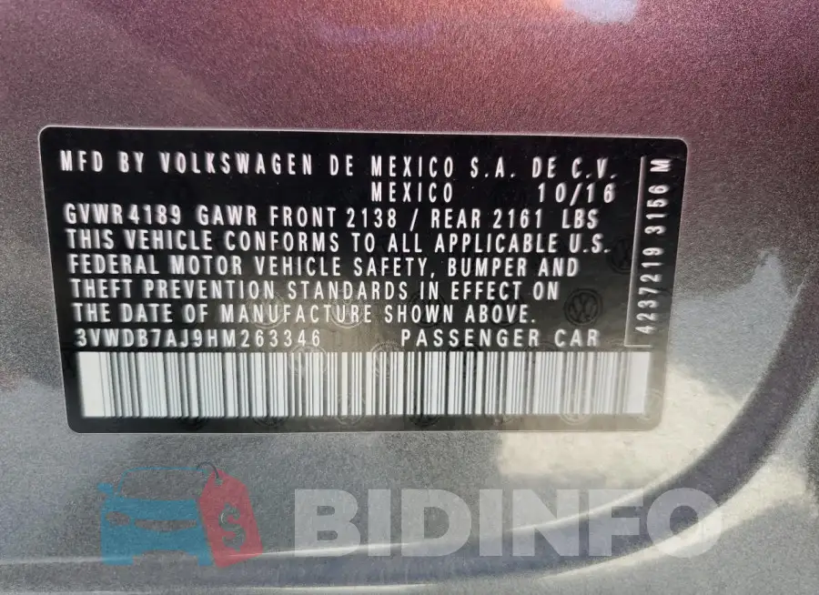 3VWDB7AJ9HM263346 Photo# 12