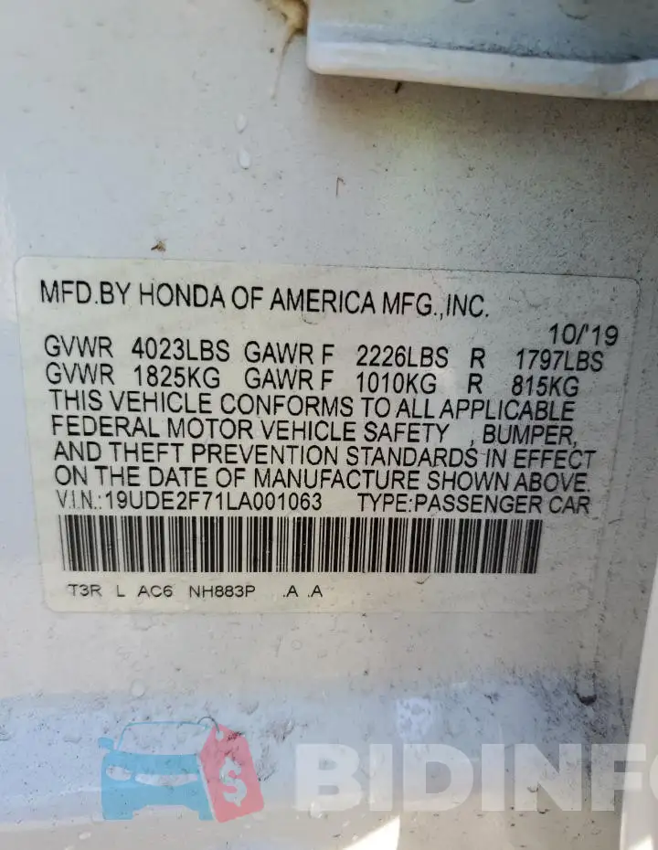 19UDE2F71LA001063 Photo# 12