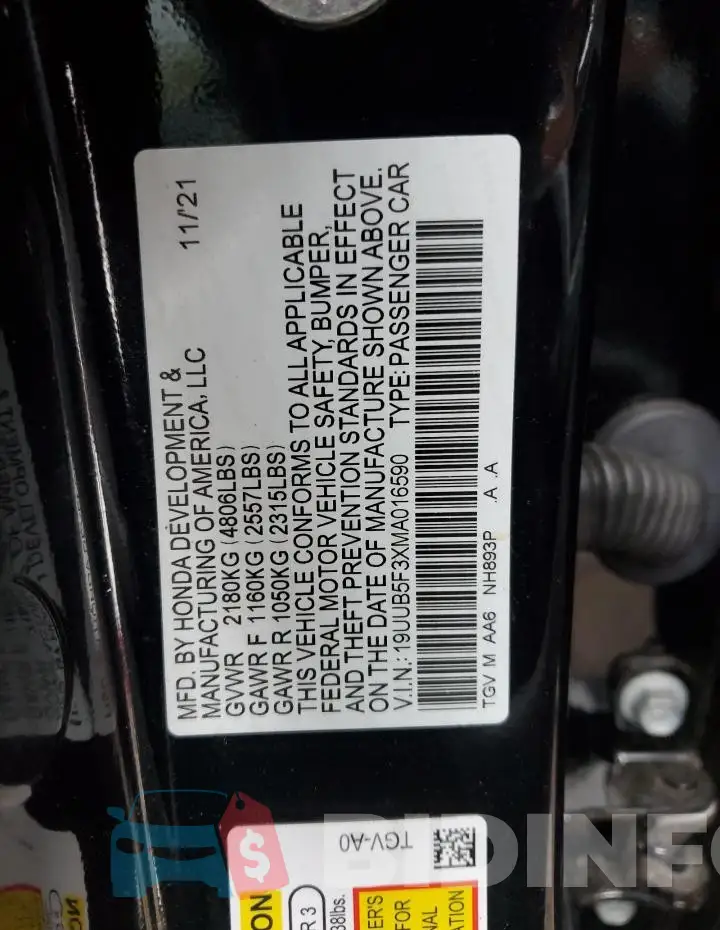 19UUB5F3XMA016590 Photo# 12