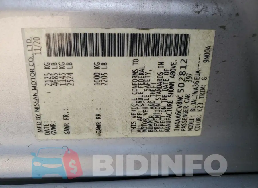 1N4AA6CV8MC502812 Photo# 13