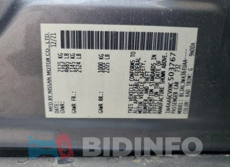 1N4AA6CVXNC503767 Photo# 13