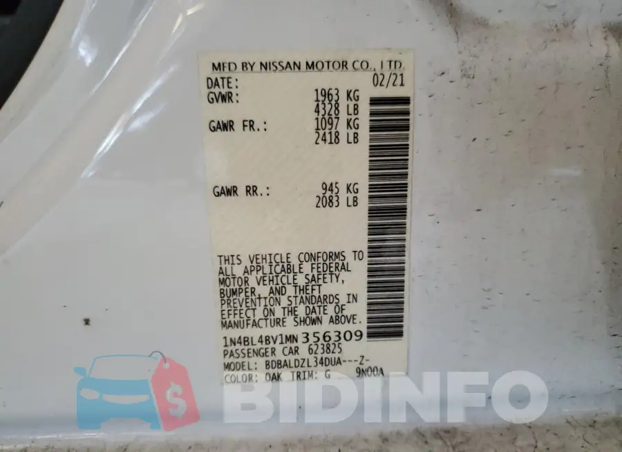 1N4BL4BV1MN356309 Photo# 12