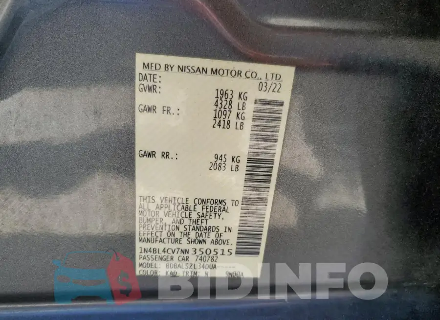 1N4BL4CV7NN350515 Photo# 13