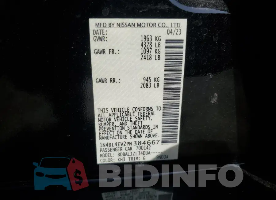 1N4BL4EV2PN384667 Photo# 13