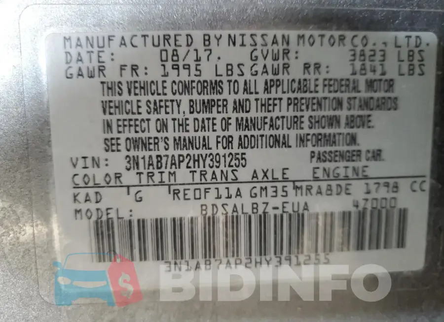 3N1AB7AP2HY391255 Photo# 12