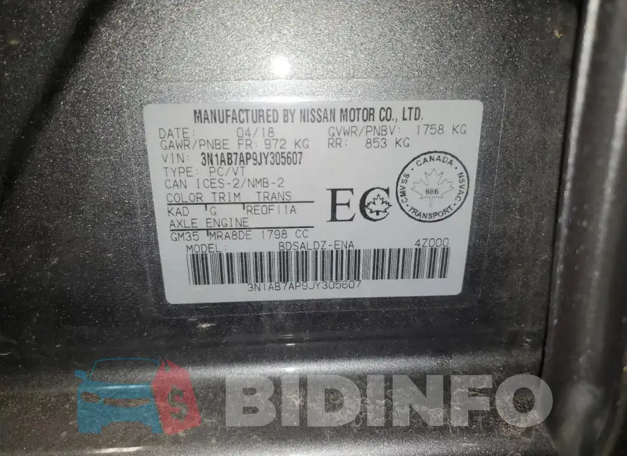 3N1AB7AP9JY305607 Photo# 12