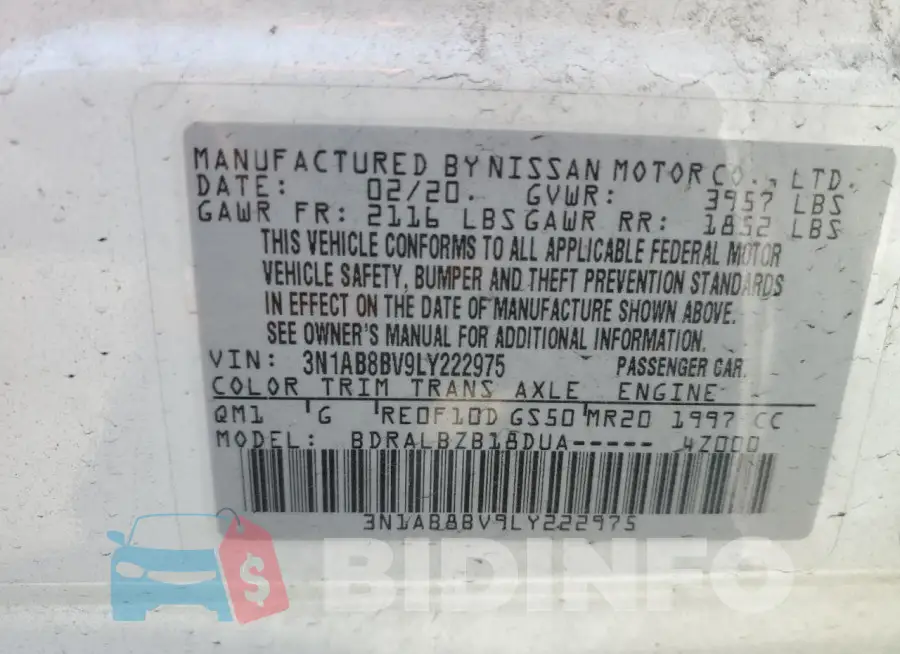 3N1AB8BV9LY222975 Photo# 12