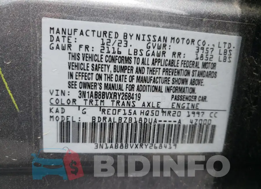 3N1AB8BVXRY268419 Photo# 12