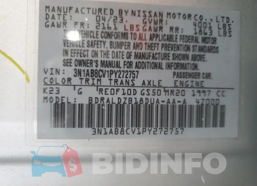3N1AB8CV1PY272757 Photo# 12