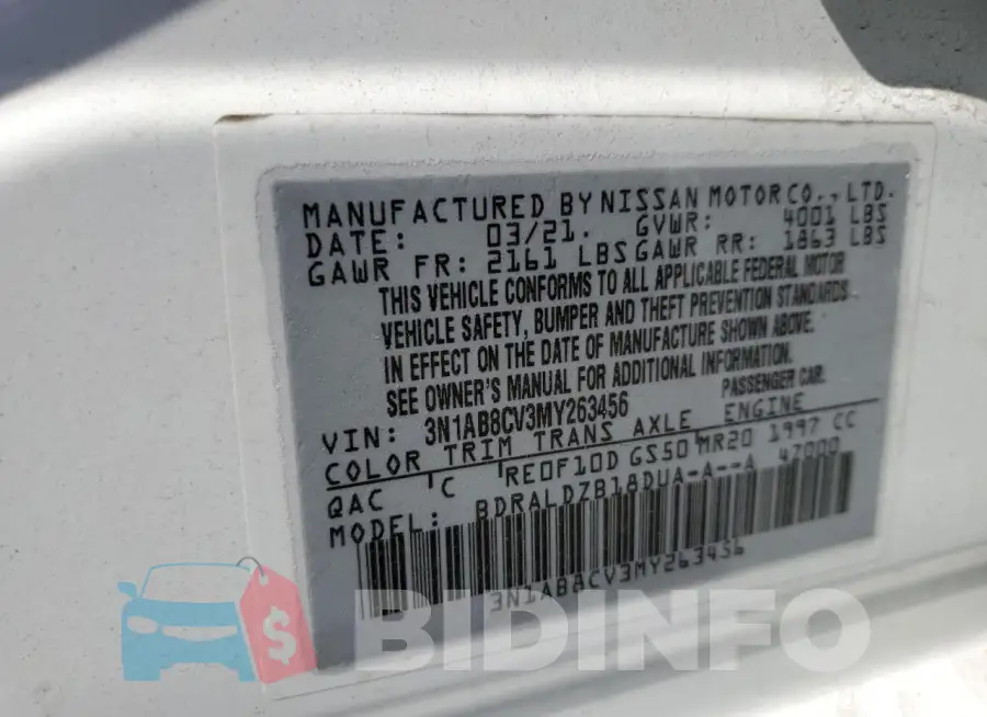 3N1AB8CV3MY263456 Photo# 12