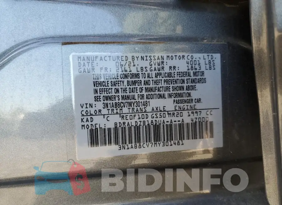3N1AB8CV7MY301481 Photo# 12