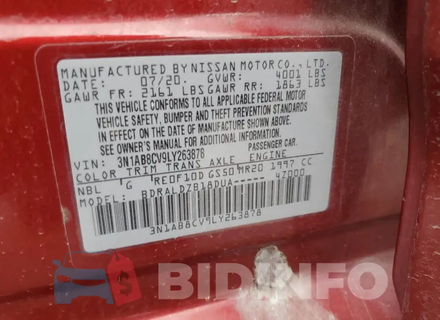 3N1AB8CV9LY263878 Photo# 13