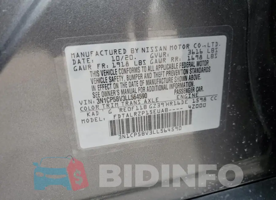 3N1CP5BV3LL564590 Photo# 13