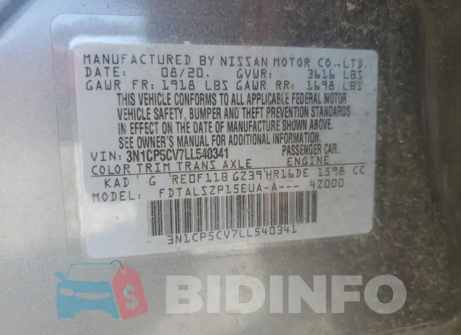 3N1CP5CV7LL540341 Photo# 13
