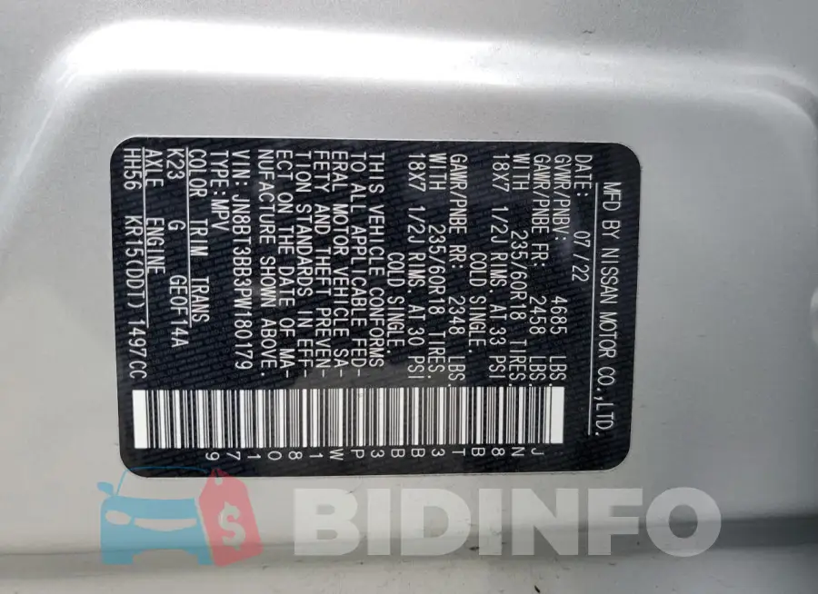 JN8BT3BB3PW180179 Photo# 13