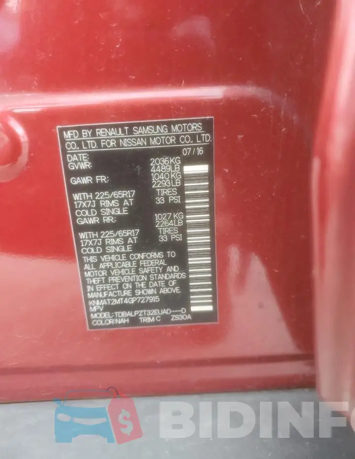 KNMAT2MT4GP727915 Photo# 14