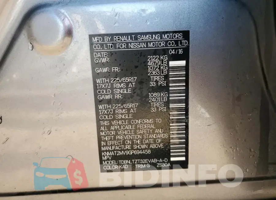 KNMAT2MV9GP694458 Photo# 13