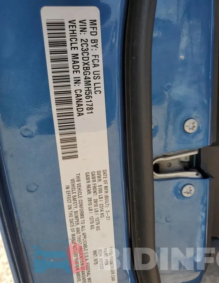2C3CDXBG4MH561781 Photo# 12