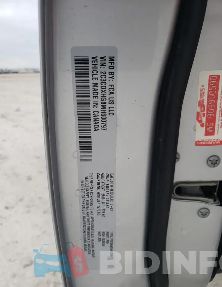 2C3CDXHG8MH600797 Photo# 12