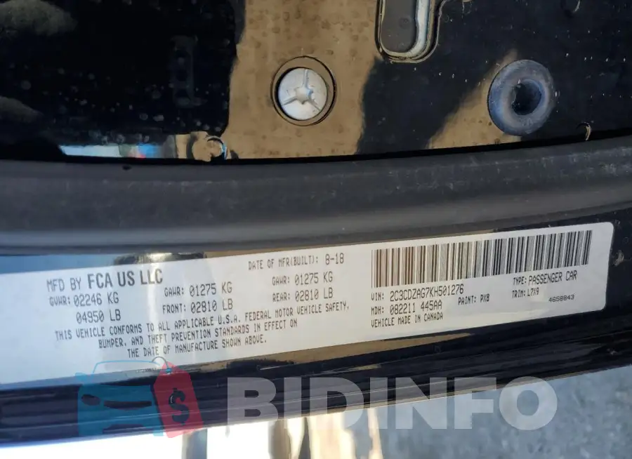 2C3CDZAG7KH501276 Photo# 13