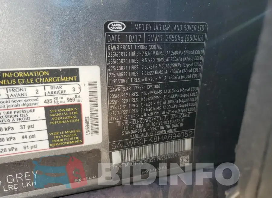 SALWR2FK8HA694052 Photo# 13