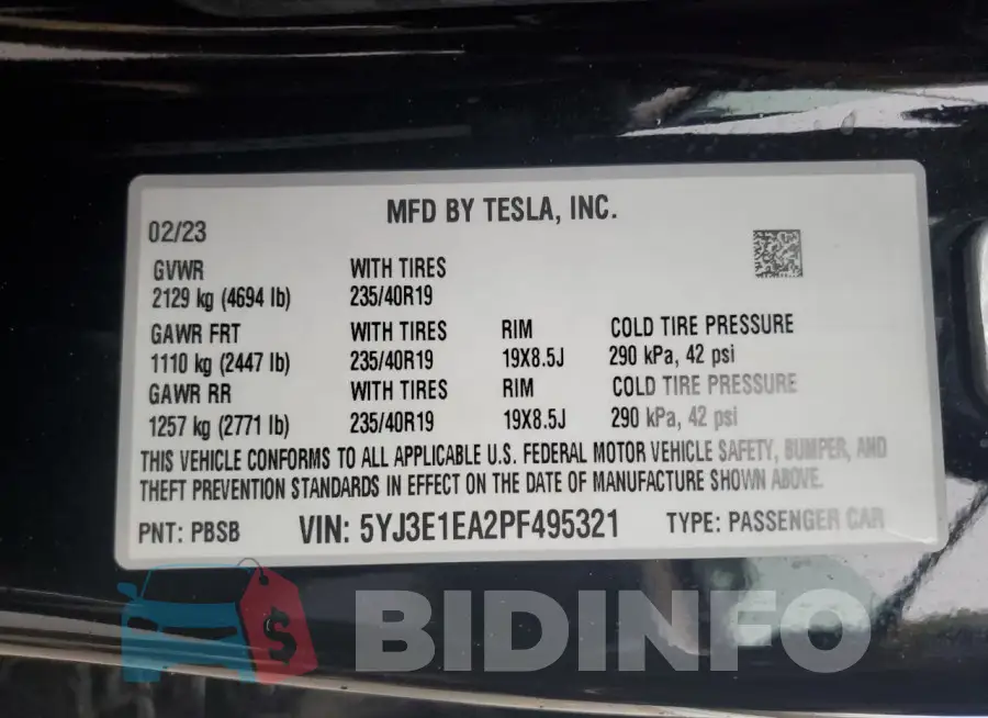 5YJ3E1EA2PF495321 Photo# 12