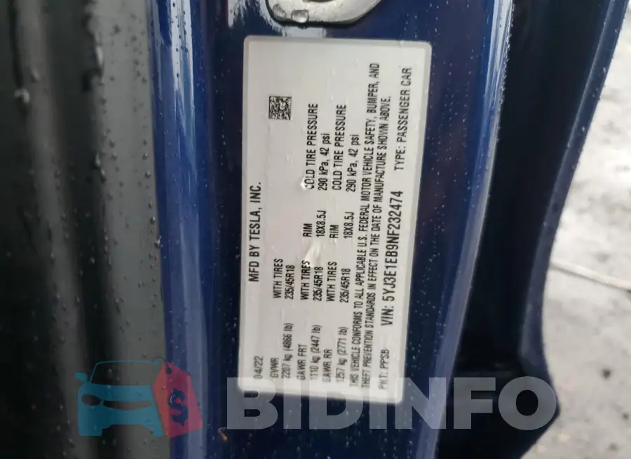5YJ3E1EB9NF232474 Photo# 12