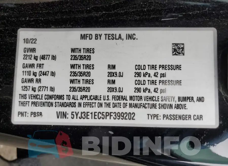 5YJ3E1EC5PF399202 Photo# 12