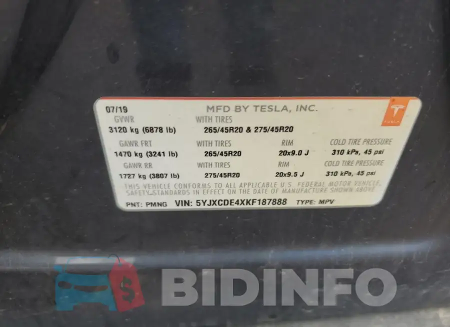 5YJXCDE4XKF187888 Photo# 13