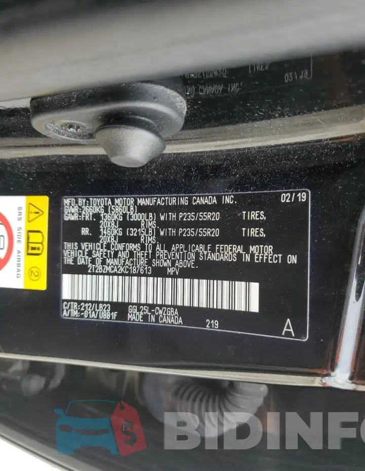 2T2BZMCA2KC187613 Photo# 13