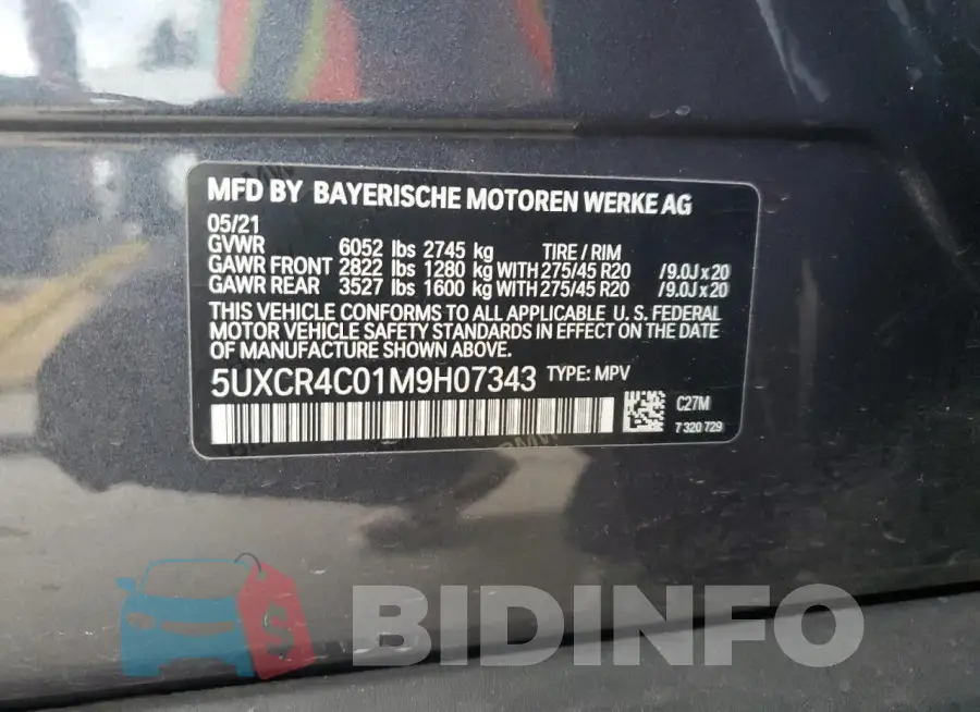 5UXCR4C01M9H07343 Photo# 12
