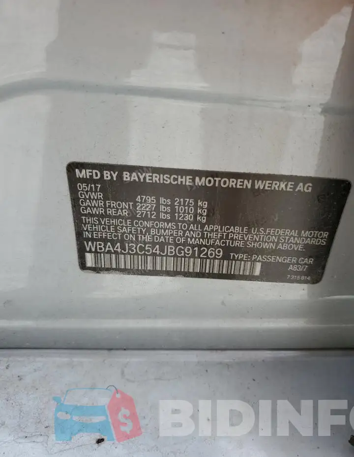 WBA4J3C54JBG91269 Photo# 12