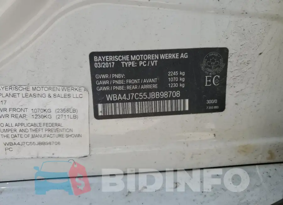 WBA4J7C55JBB98708 Photo# 12