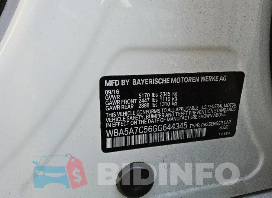 WBA5A7C56GG644345 Photo# 13