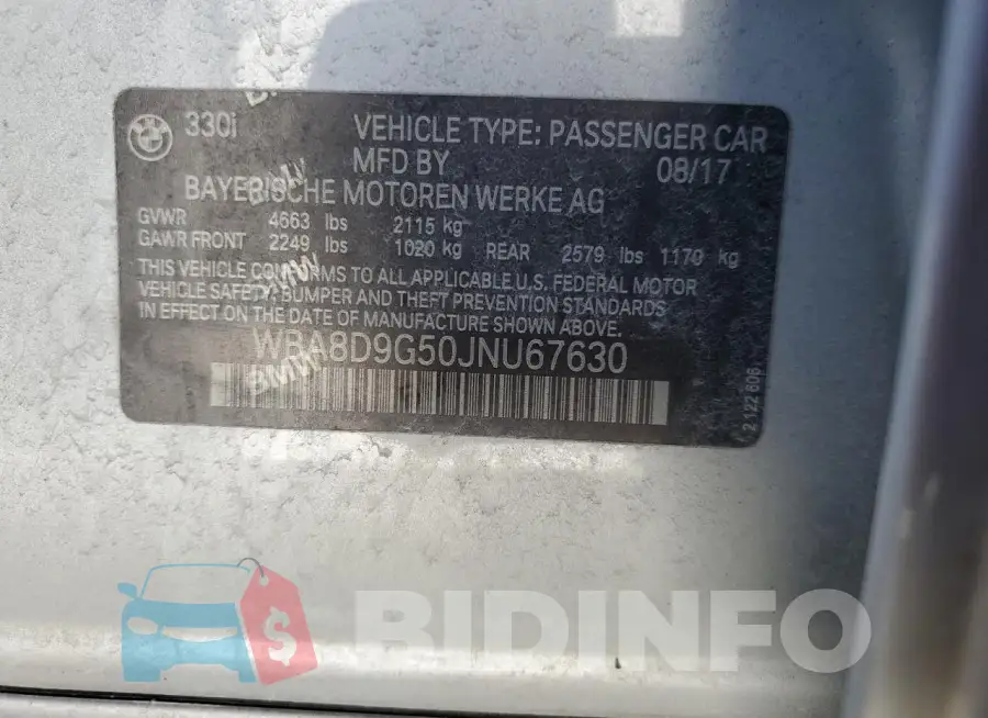 WBA8D9G50JNU67630 Photo# 12