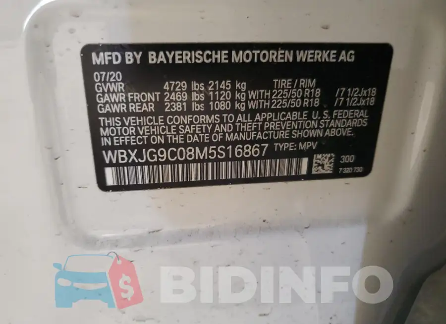WBXJG9C08M5S16867 Photo# 12