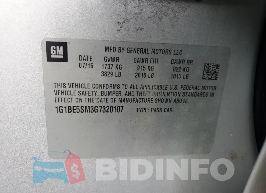 1G1BE5SM3G7320107 Photo# 12